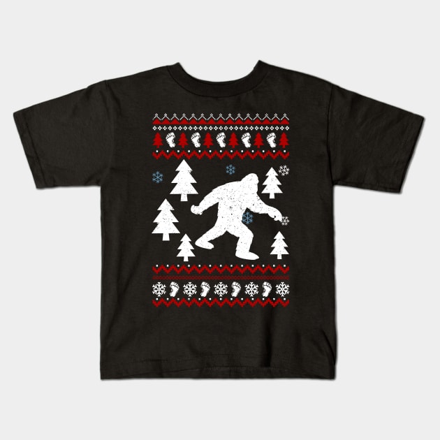 Sasquatch Ugly Christmas Kids T-Shirt by maximel19722